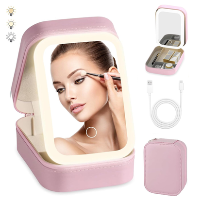 Neceser de maquillaje con espejo LED de tres luces